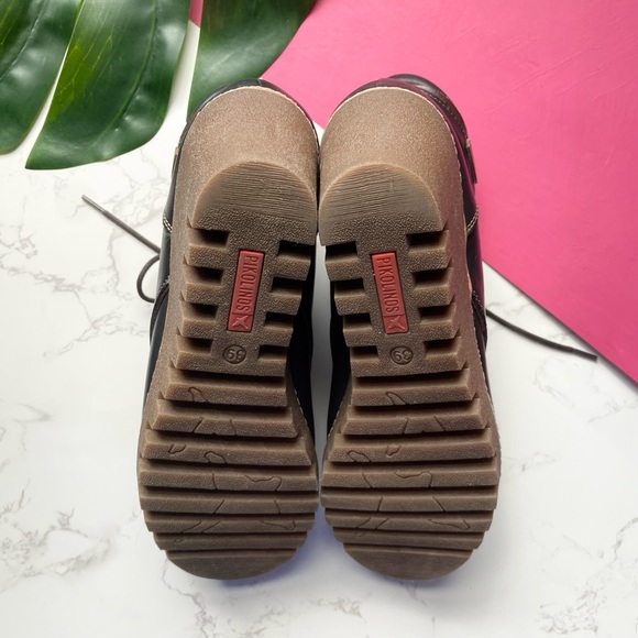 PIKOLINOS Black Maple Leather Wedge Lace up Ankle Boots 39 - Picture 8 of 9